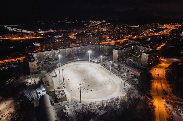 Освещение стадиона «Юность» в Мурманске